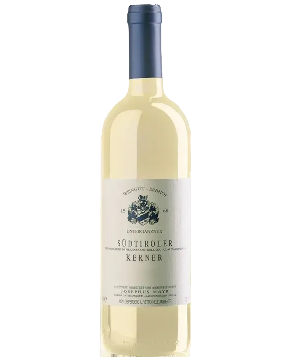 Eee fles van wijnhuis Unterganzner Kerner – Witte wijn uit Alto Adige