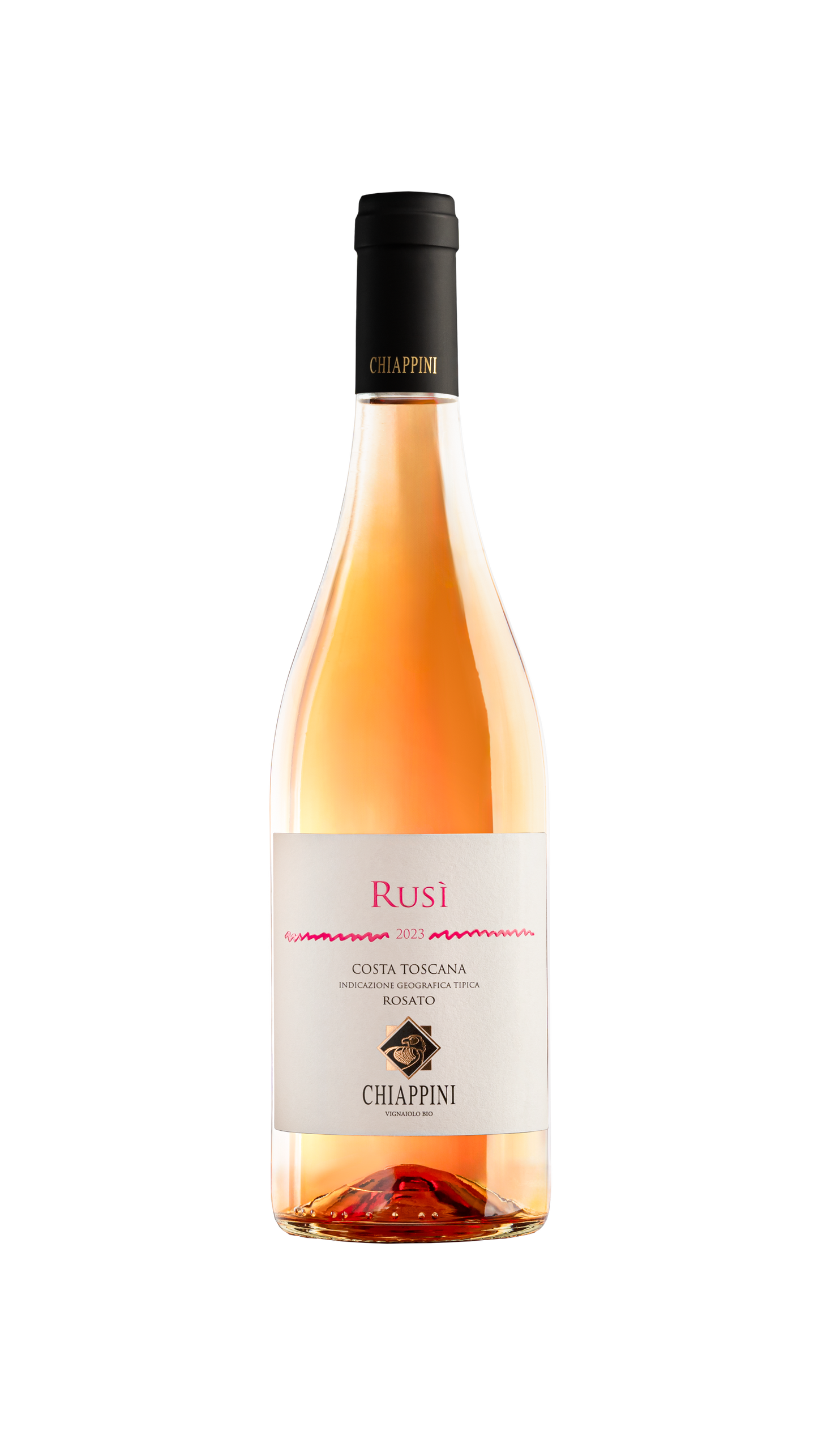 Een fles rosé van Chiappini uit Bolgheri, Rusi’
