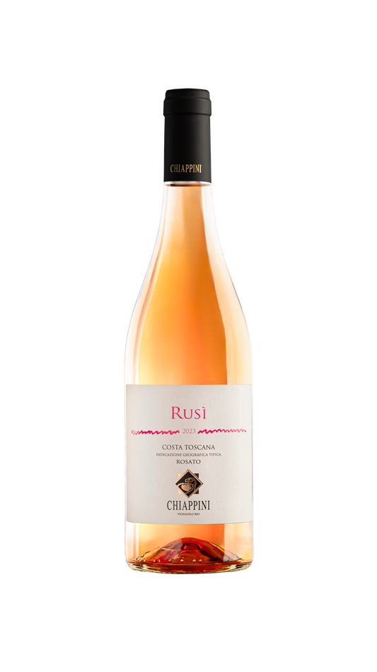 Een fles rosé van Chiappini uit Bolgheri, Rusi’